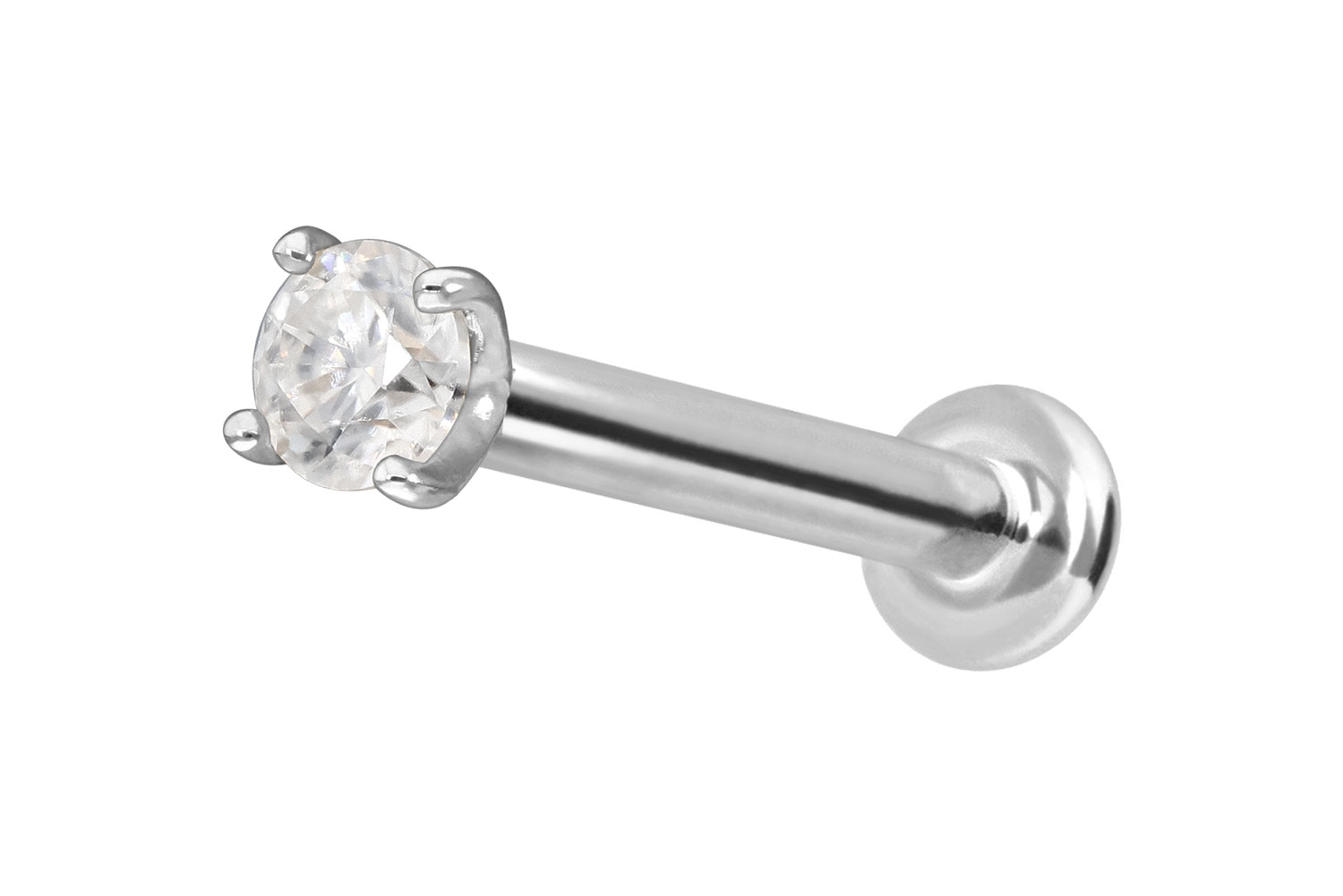 14 Karat Gold Labret Piercing mit Push Fit MOISSANIT